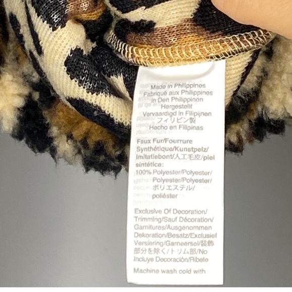 J. Crew Teddy Jacket Brown and Black Leopard Print Oversized Fit - Picture 3 of 8